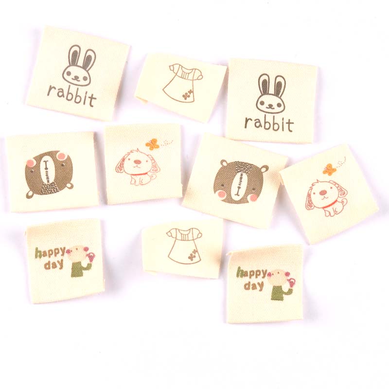 Baby Clothing Labels - 50pcs Beige cotton Woven Label For