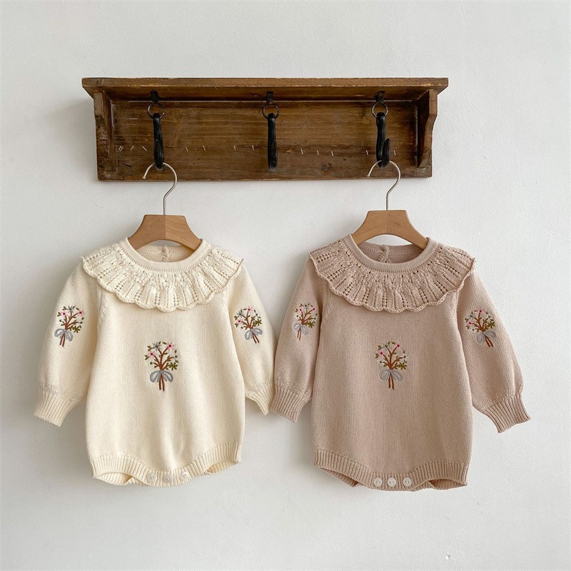 Baby Clothing Embroidery - Spring Autumn Newborn Knitting Romper Girls