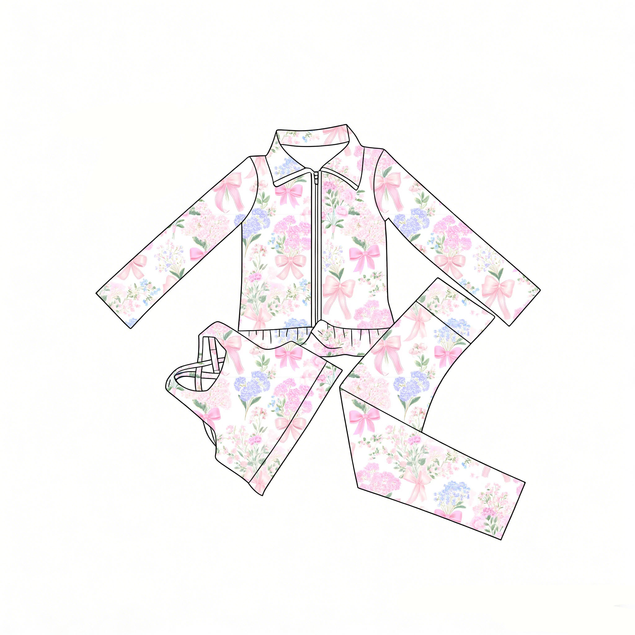 Toddler Legging Set - Girls Suit 3-Piece Long-Sleeved Zipper Jacket,