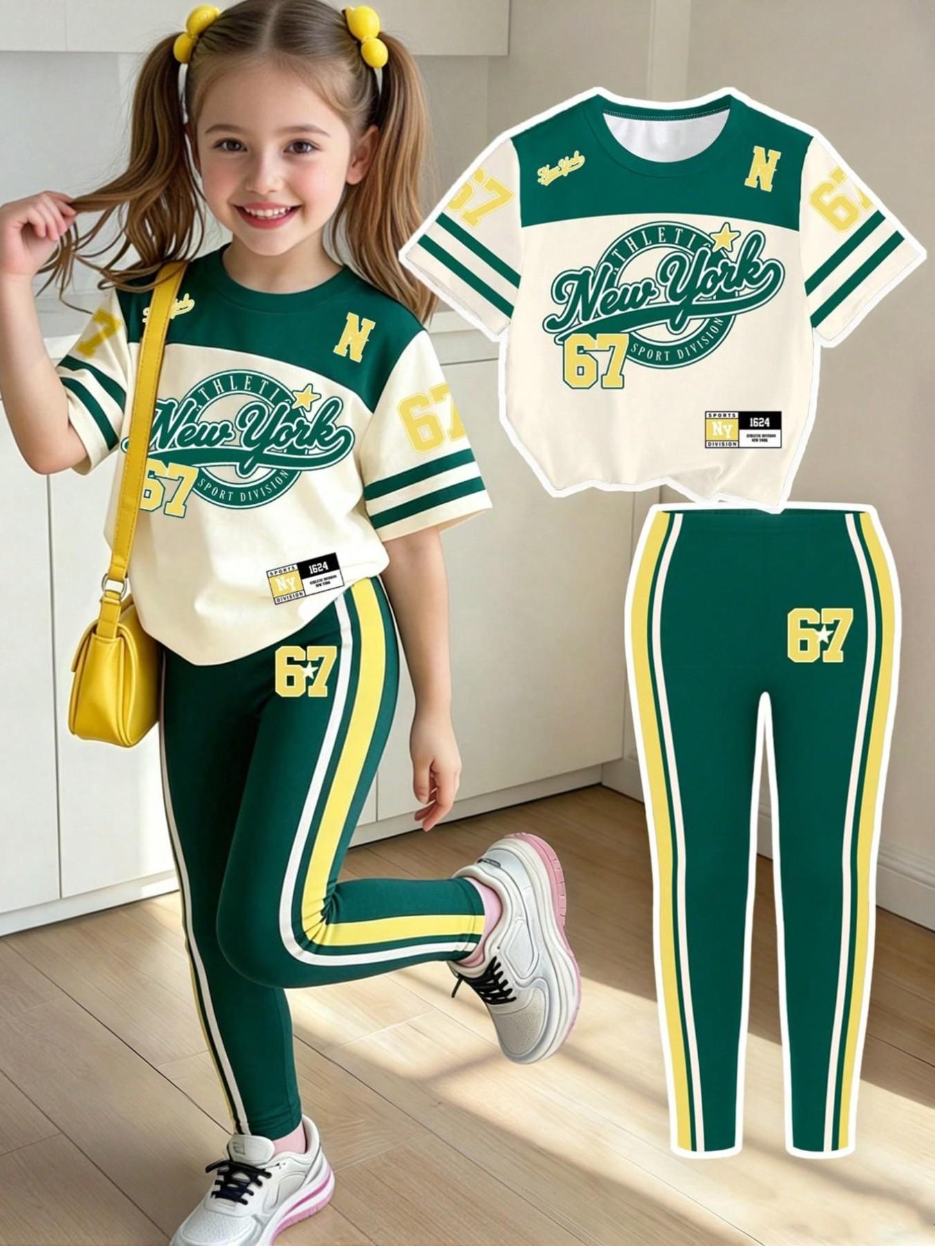 Toddler Legging Set - Girls' Summer and Autumn Casual Outfit,
