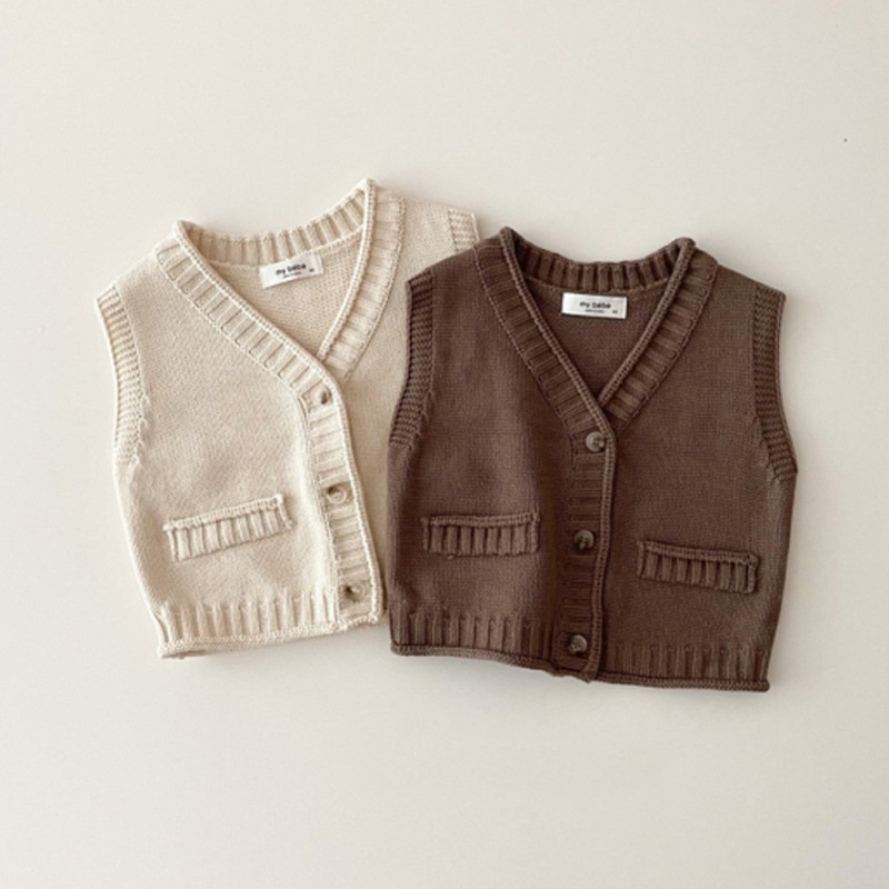 Knit Cardigan Infant - 2025 Autumn New Baby Sleeveless Knitted
