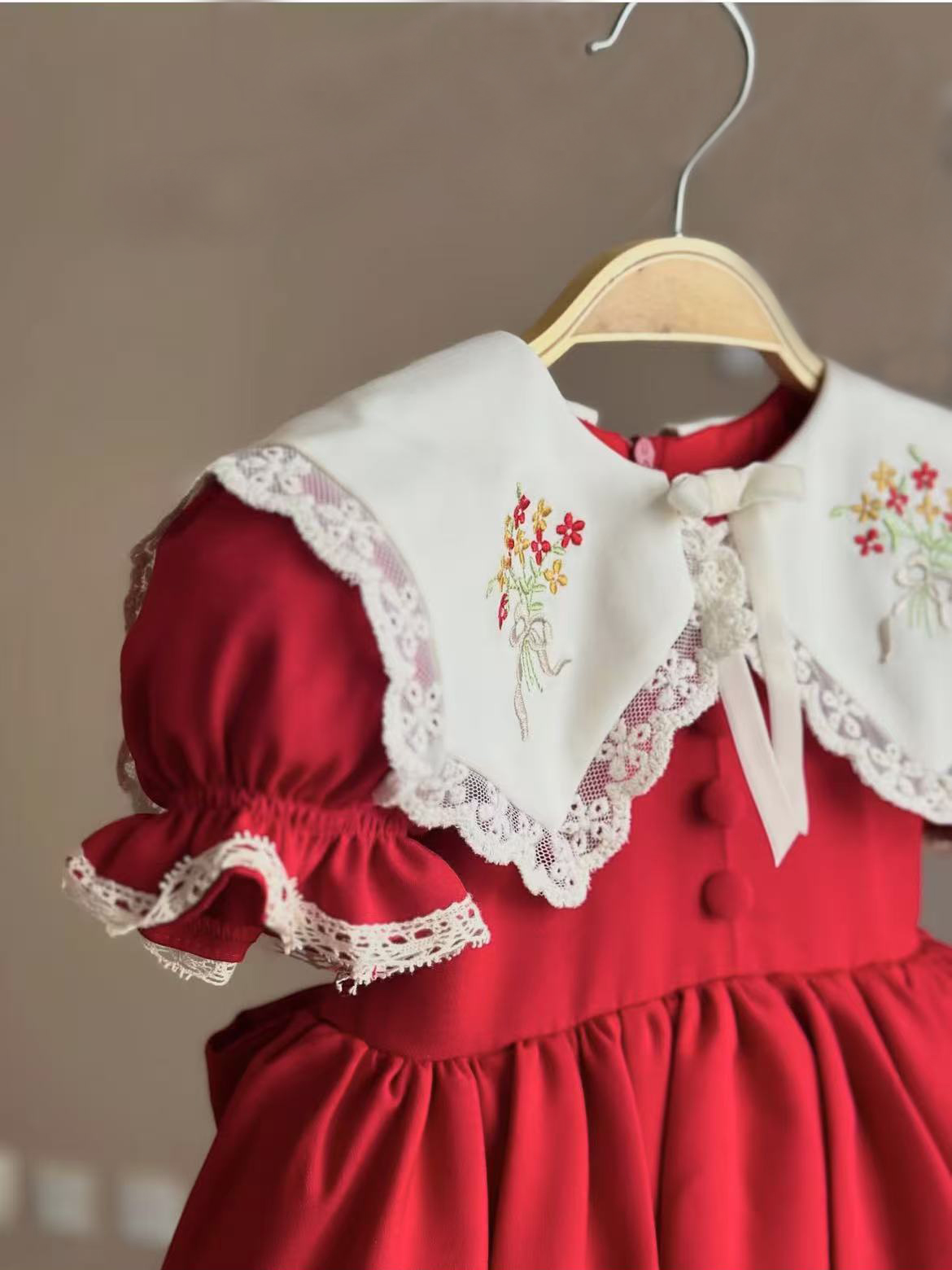 0-12Y Baby Girl Summer Red Emb - огляд і ціна Baby Clothing Embroidery